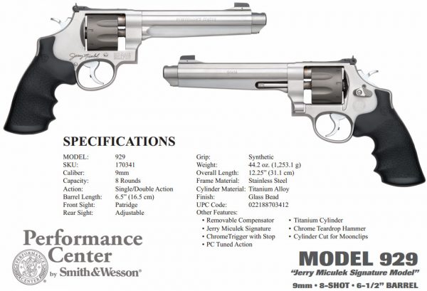 Smith And Wesson 929 9Mm 6.5″ Ss As 8Rd 170341 Performance Center 170341