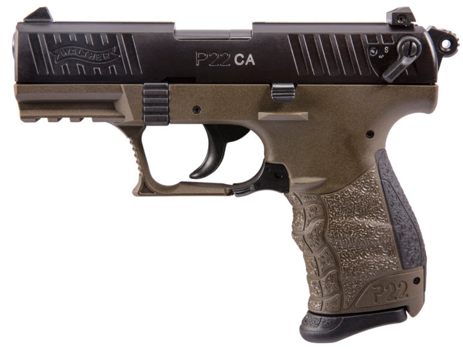 Walther Arms P22 Mltry 22Lr 10+1 3.4″ Od Ca Ca Comp / Black Slide/Od Frame Wa5120338