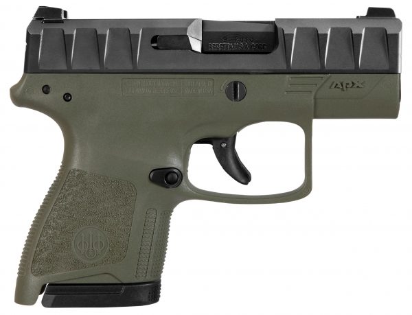 Beretta Apx Carry 9Mm Blk/Odg 3″ 8+1 Black Slide/Green Frame|2 Mags