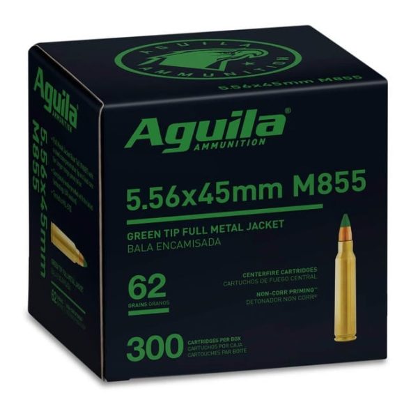 Aguila M855 Brass 5.56 Nato 62-Grain 300-Rounds Fmjgt Aguila Centerfire Rifle 1E556108 640420012735