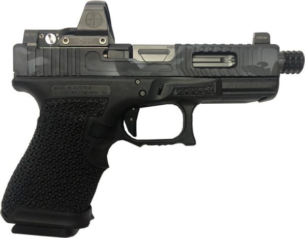 The Gun Co Lvl-1 Custom Glock 19 Urban Black / Grey Camo 9Mm 4.02-Inch 17Rds - With Leupold Delta Point Pro The Gun Co Lvl 1 G19 Gen4 Urban Gag Tgcg19G4Grycamo