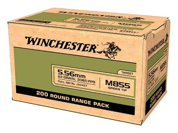 Winchester Usa Green Tip Brass 5.56 Nato 62-Grains 200-Rounds Full Metal Jacket Winchester Usa Green Tip Wm855200 020892228641