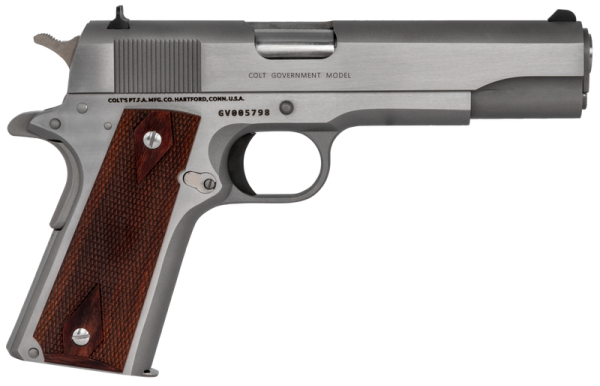 Colt 1911 Government Stainless .45 Acp 5&Quot; Barrel 7-Rounds Rosewood Grips Colt 1911 Government 1