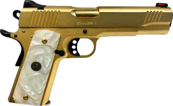 Kimber Stainless Ii 24 Carat Gold Gold / White Pearl .45 Acp 5&Quot; Barrel 7-Rounds Exclusive Gag Kim3200328Gldwht 2
