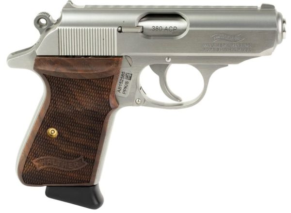Walther Ppk/S Stainless .380 Acp 3.35&Quot; Barrel 7-Rounds Walnut Grips Walther Ppk S 1 2